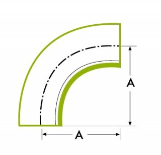 Curva de Tubo Longo de 90° 1D