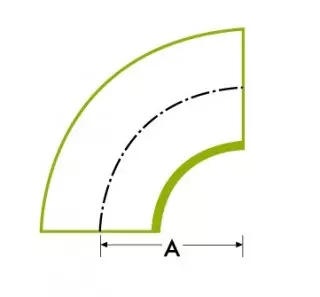 90° Короткий изгиб трубы 1.5D