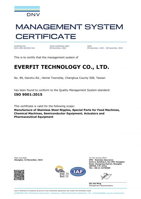 Everfit ISO 9001 : 2015