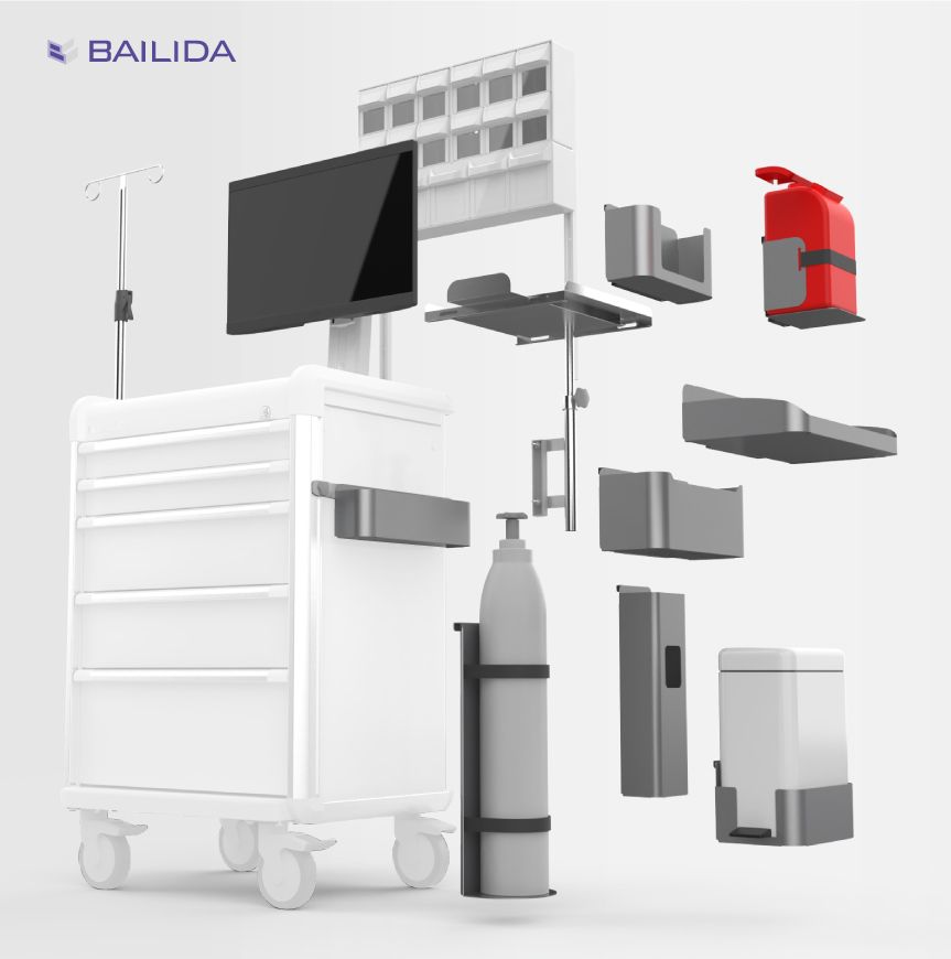 BAILIDA 의 다양한 의료 카트 액세서리입니다.