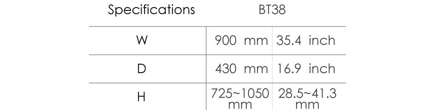침대 위 테이블의 사양.