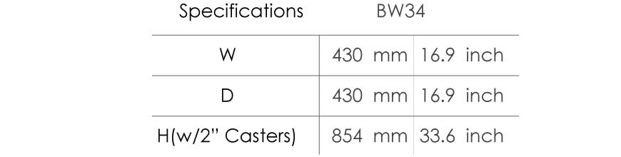 Les spécifications de l'armoire de chevet texturée en bois.