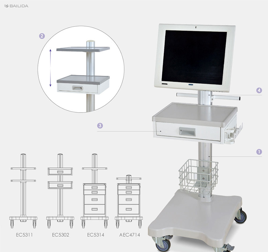 BAILIDA EC Equipment cart features modular design for all your digital equipment.