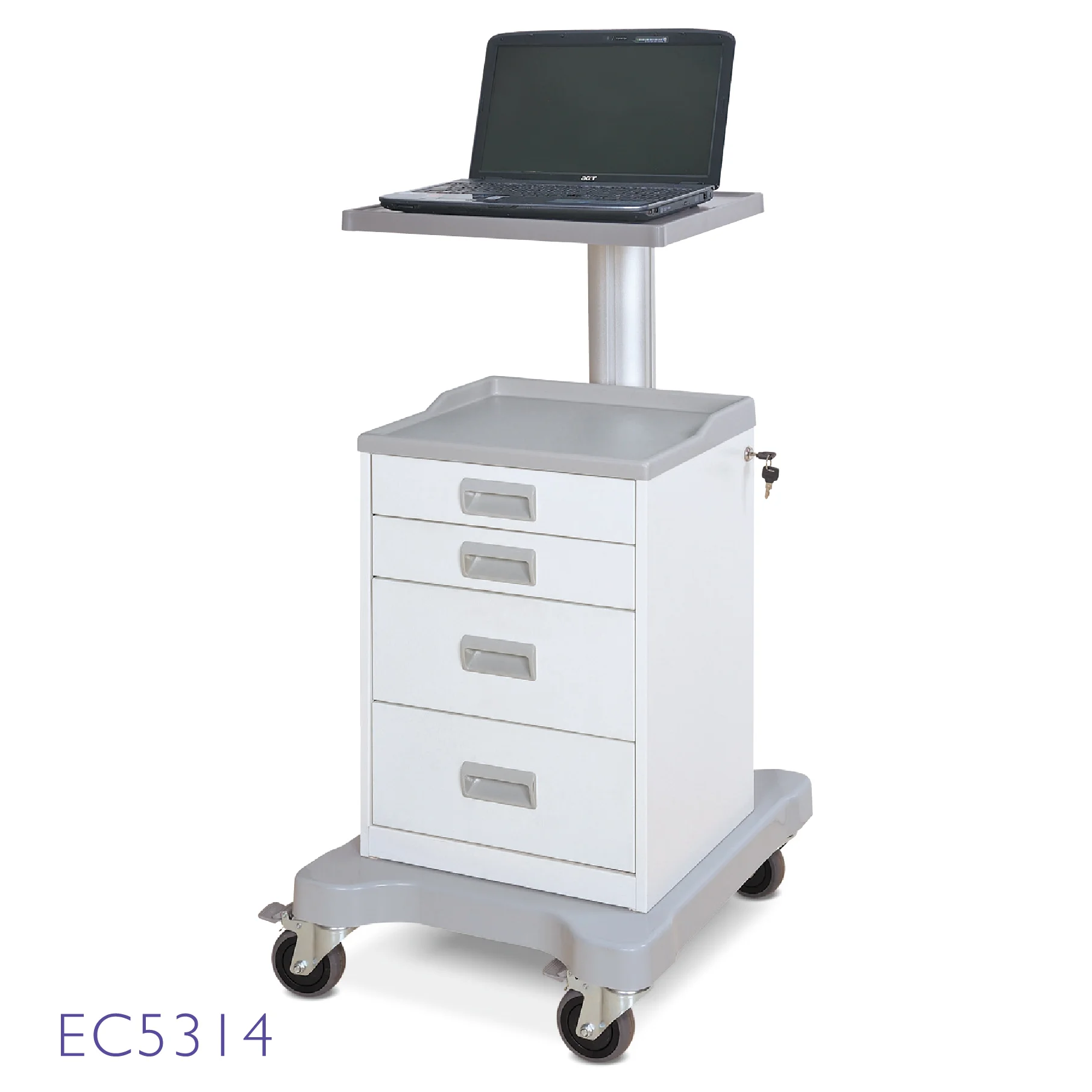 Modular Computer Cart Basic and Modular Equipment Cart with Drawers - Mobile Workstation, Non ...