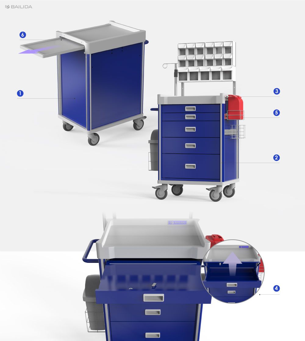 MX Series - Extensive Accessories Options designed to organize numerous items for anesthesiologists.
