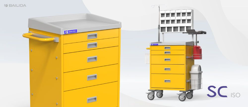 Isolation Trolley Medical Isolation Cart with Durable Bumper, Height-fixed Accessories ...