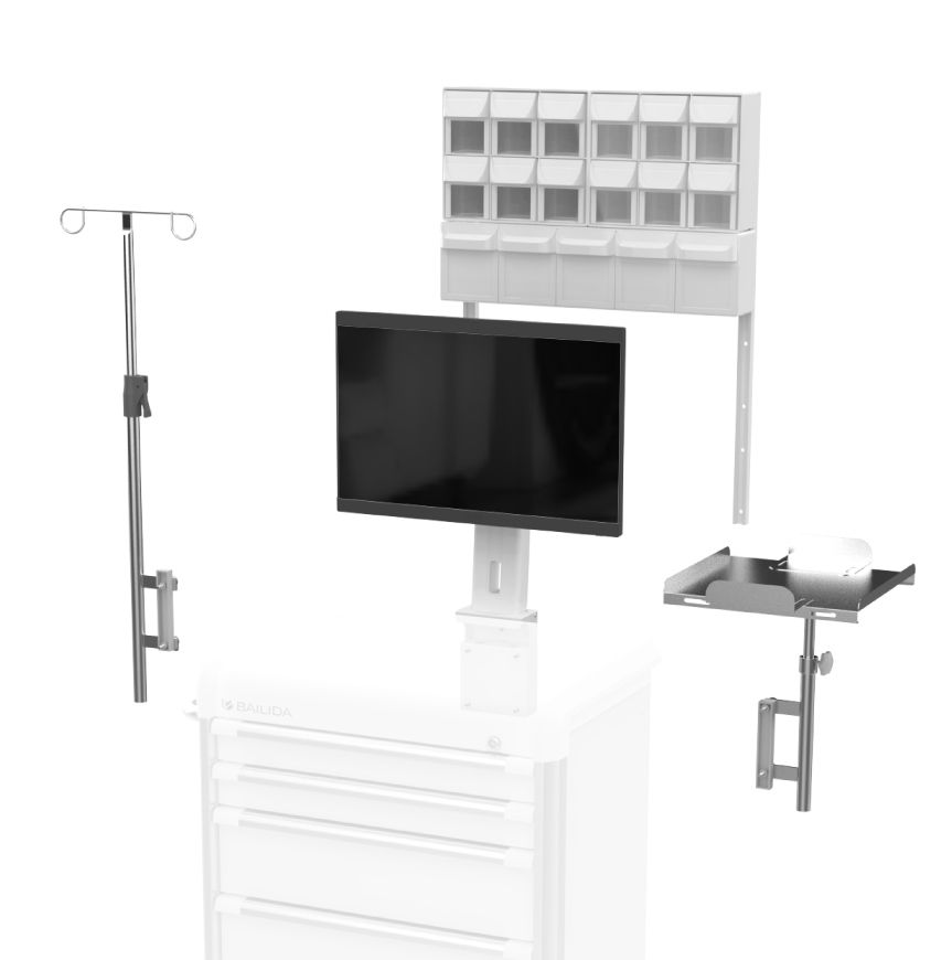 Medische kar accessoires om bovenop de medische kar of trolley te monteren.