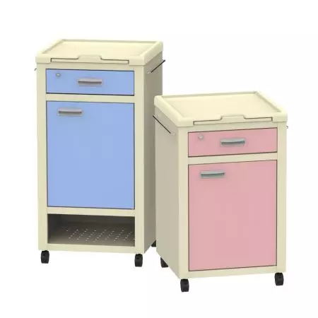 Compact Bedside Cabinet With Casters (Blue/Pink)