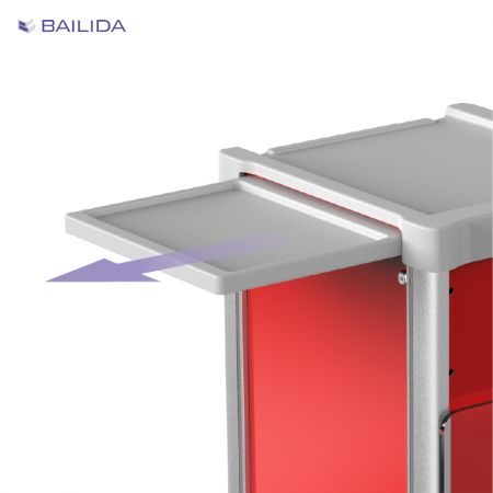 Área de trabalho estendida com superfície de trabalho deslizante.