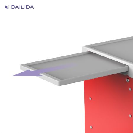 Área de trabalho estendida com superfície de trabalho deslizante.