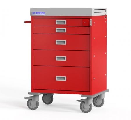 Emergency Medical Cart With Metal Locking Bar , Side Table, and Fixed-Height Accessories Mount