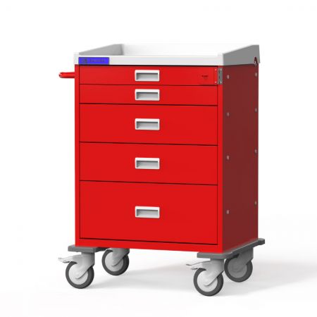 Emergency Medical Cart With Metal Locking Bar And Fixed-Height Accessories Mount
