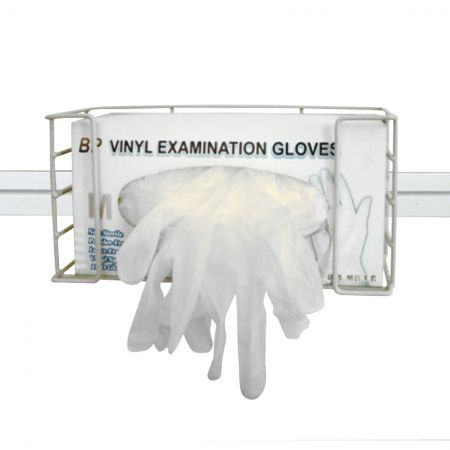 BAILIDA Cesta de dispensador de guantes de alambre con riel lateral o riel trasero - Soporte para caja de guantes médicos.