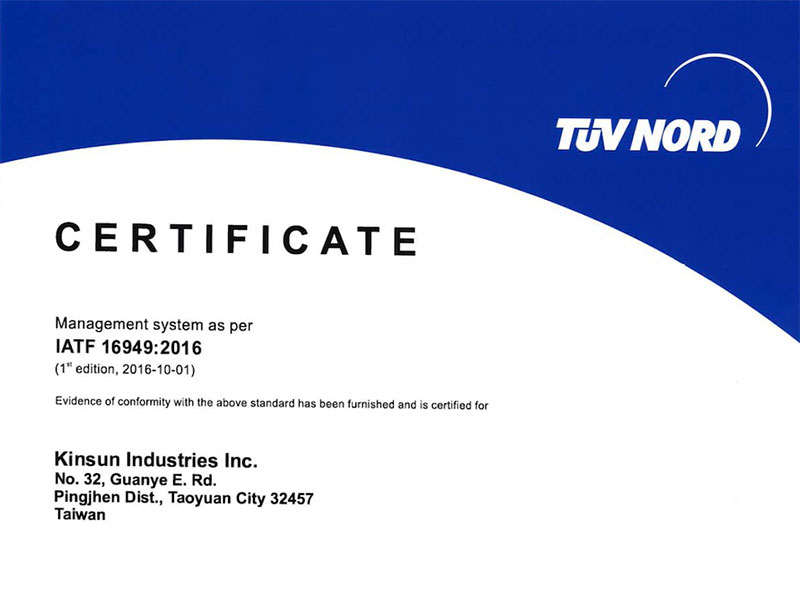 Certificados registrados IATF-16949