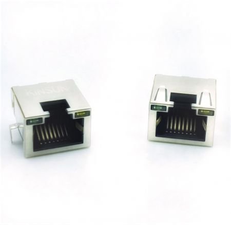Connecteur RJ45 intégré sur PCB avec blindage et LED - Connecteur RJ45 intégré sur PCB avec blindage et LED