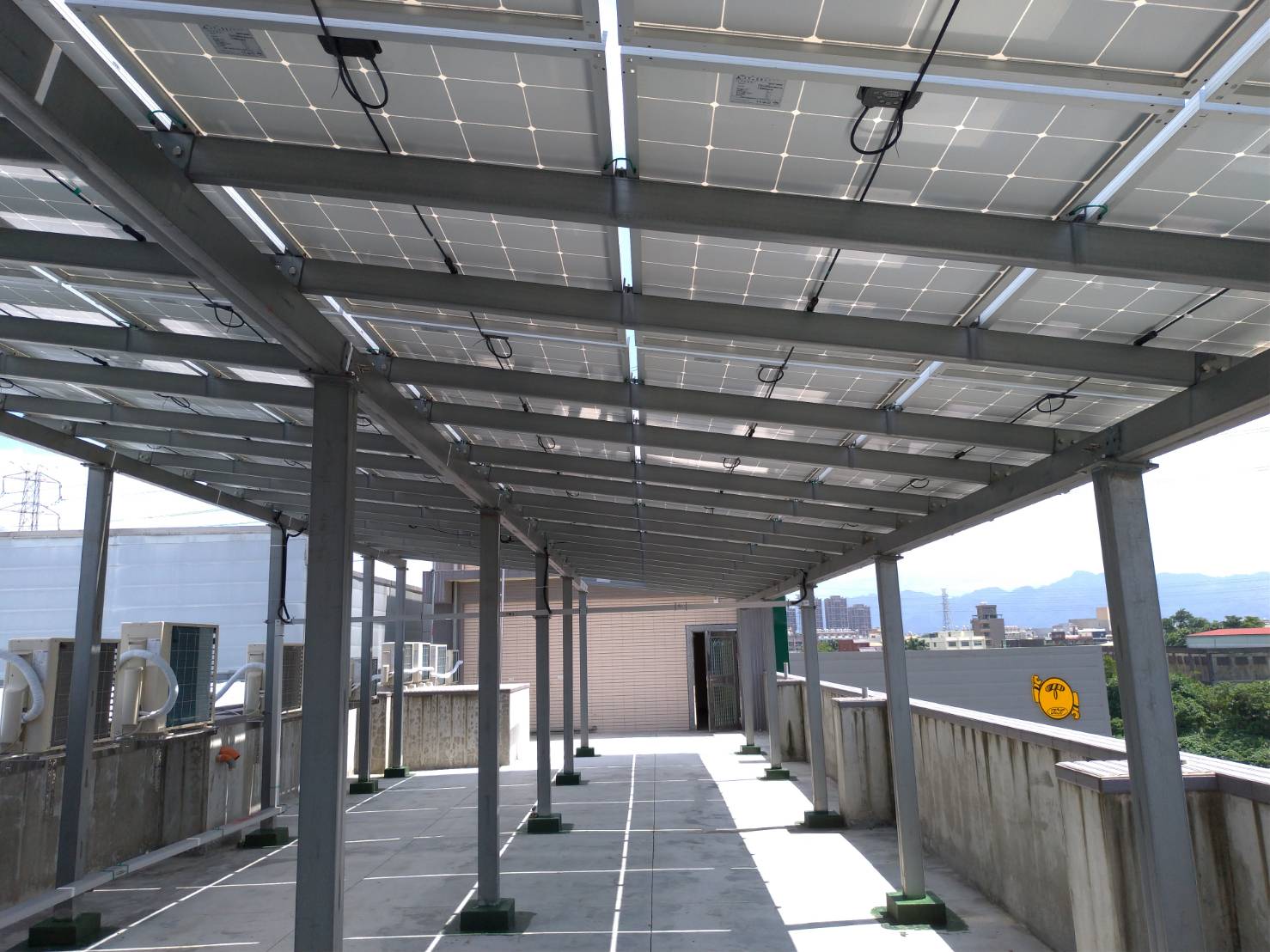 大地興大溪新廠屋頂安裝的太陽能發電系統,展現公司對綠色能源的承諾。