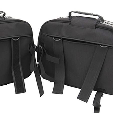 Briefcase and Suitcase Saddle bag, quickily and easily install onto your bike with Velcro straps. Velcro straps can be hidden on the back when you get to your destination.