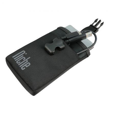 Cell phone holster securely hold cell phone or power bank, credit cards, and other essentials.