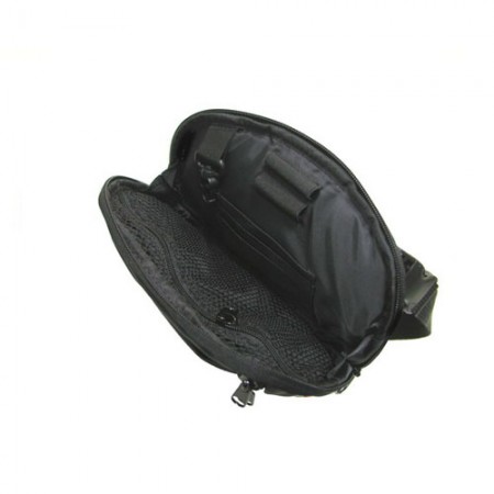 vnitřní prostor bederní tašky s kapsou na řídítka, kapsou se zipem, kapsami na drobnosti