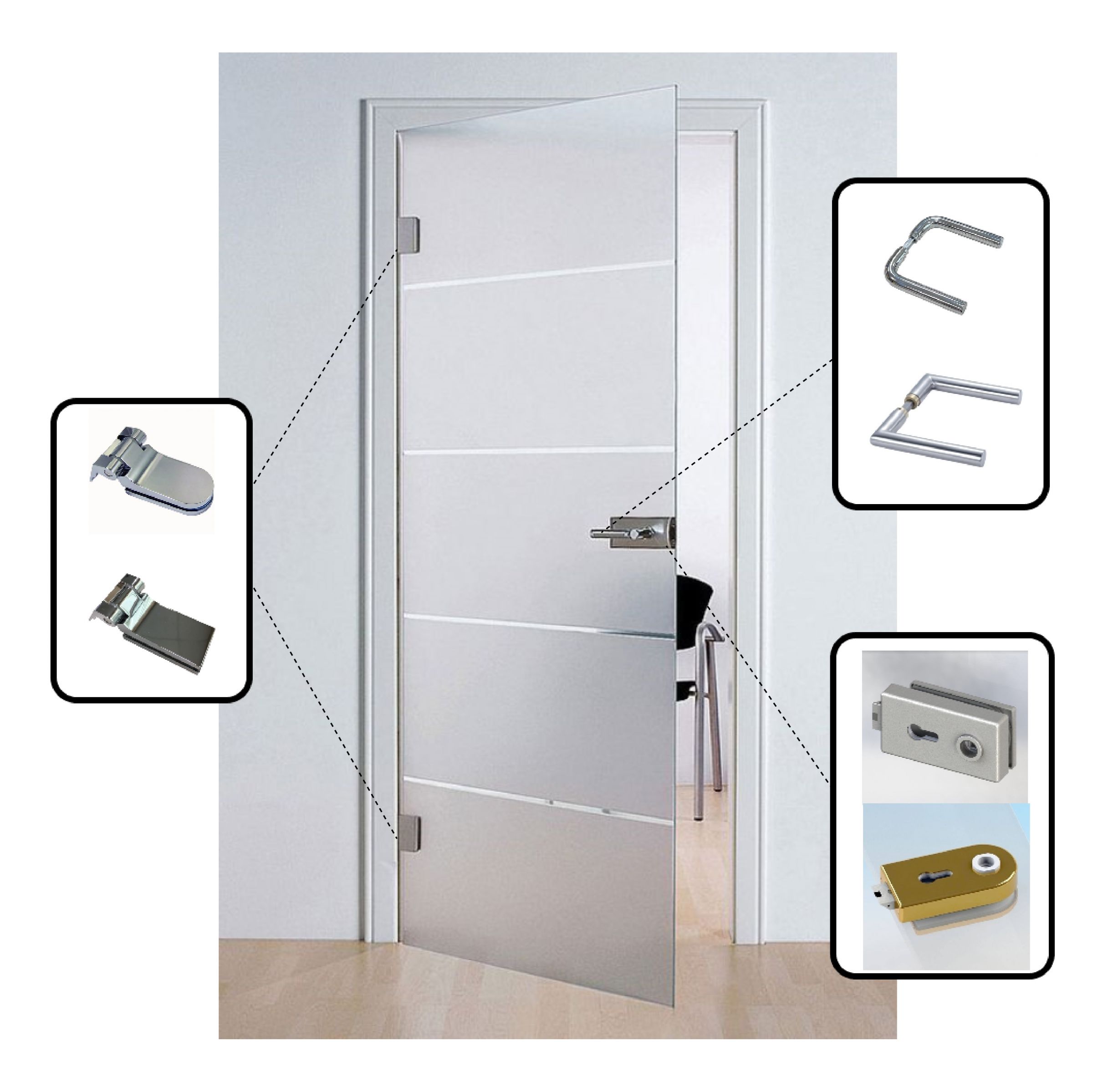 Frameless Glass Swing Door set