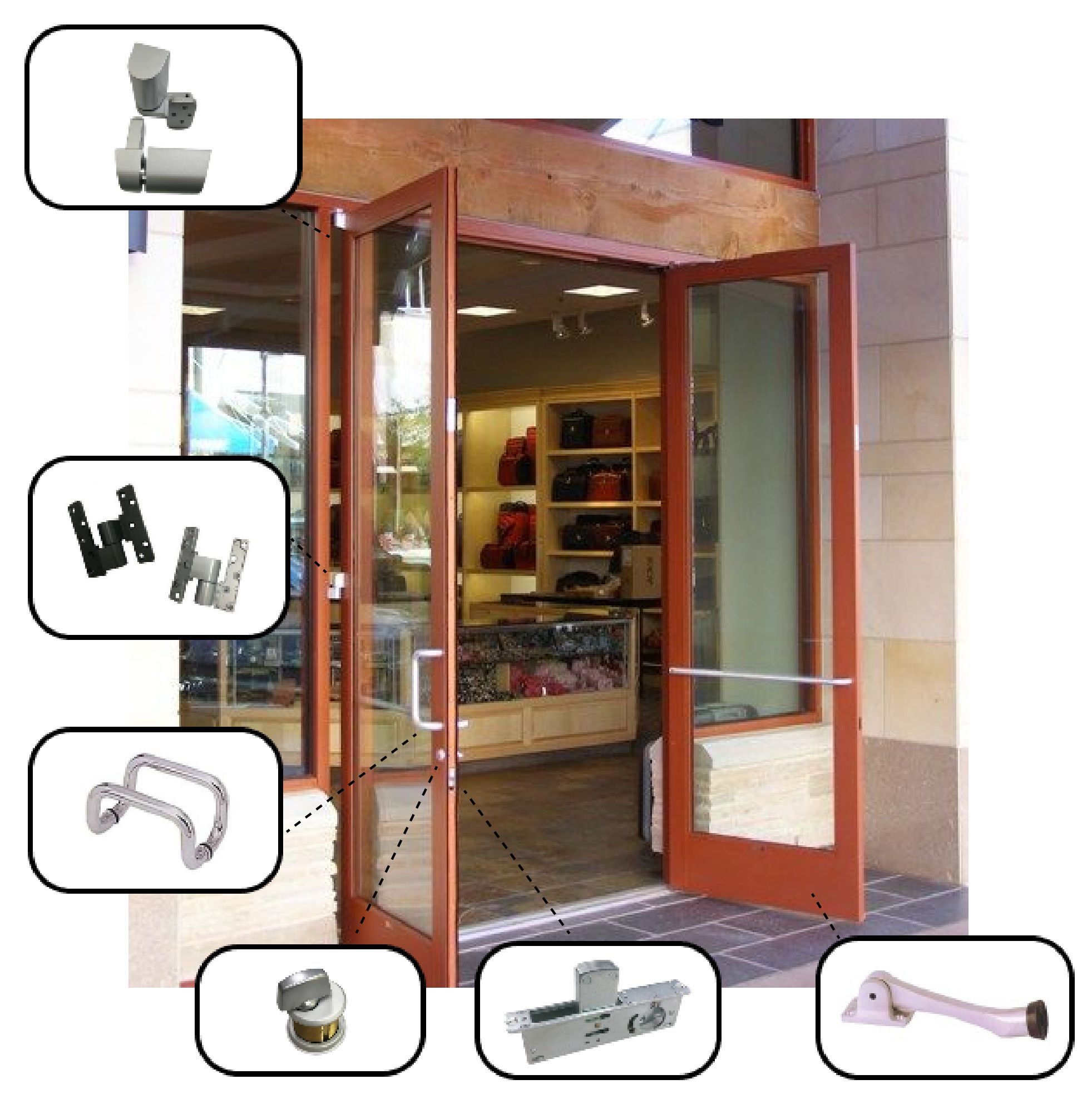 Swing Door sa Harap ng Glass Store