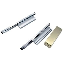 Surface-mounted door closer with slide track