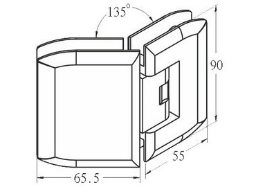 บานพับกระจก, #GHA-30E-135