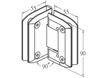 Glass Hinge, #GHA-70E-90