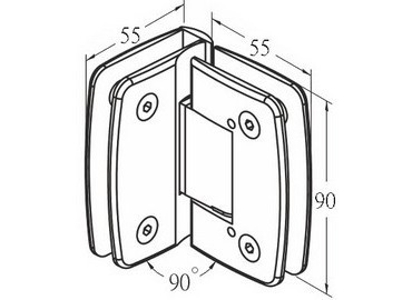 Glass Hinge, #GHA-70R-90