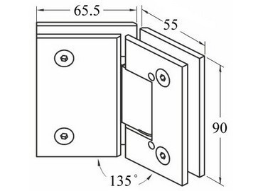 Glass Hinge, #GHA-70S-135