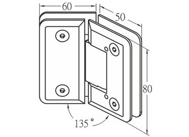 บานพับกระจก, #GHA-80C-135