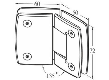 Glass Hinge, #GHA-80R-135