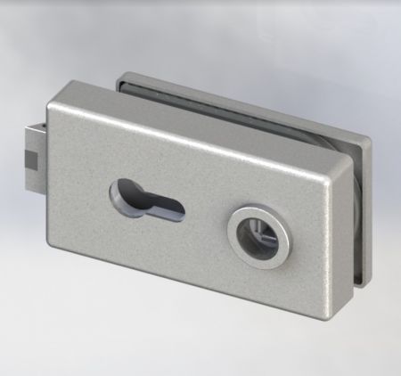 Glass Patch Lock, Square Type, Europrofile Cylinder Function - Glass Door Lock na may mekanikal na latch at Square cover