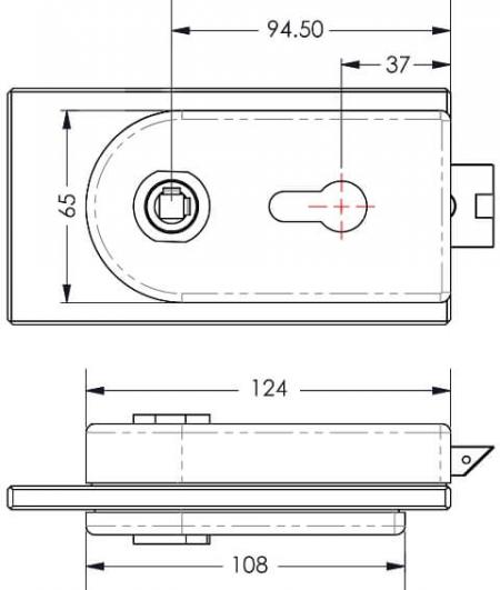 Patch Lock Size Glass Patch Lock, euro cylinder type | OEM Panic Devices and Exit ...