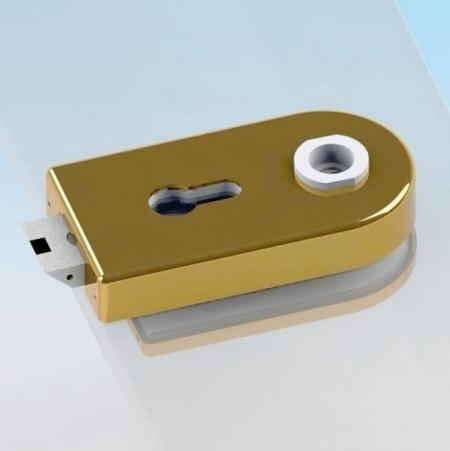 Glass Patch Lock, uri ng euro cylinder - Glass Door Lock na may mekanikal na latch at radius cover