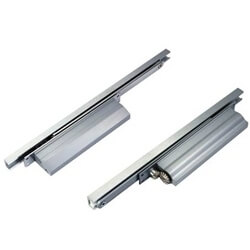 Cam action concealed door closer with slide channel - Cam action concealed door closer with slide channel