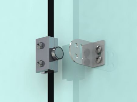 Hold-open mag bolt on frameless glass door