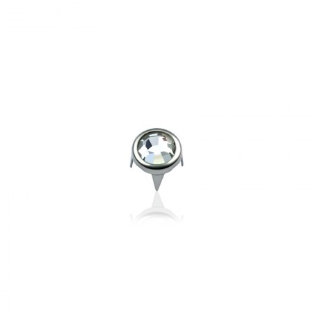 Kryształowy kamień SS10 w metalowym oprawie (gwoździem do paznokci) - Metalowy 4-ząbkowy ćwiek z kamieniem szklanym SS10