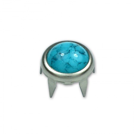 Pietra a mezza rotonda da 13 mm in montatura metallica con testa a chiodo a griffe - Cabochon da 13 mm con testa a chiodo a griffe