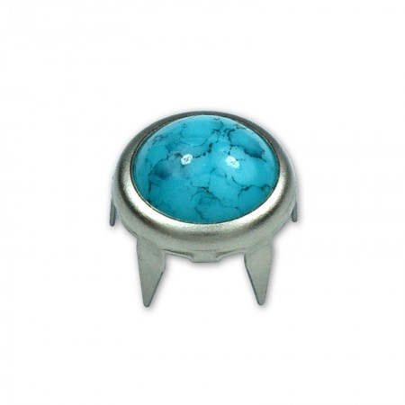 Pietra a mezza rotonda preset da 15 mm in montatura a griffe - Cabochon da 15 mm con testa a chiodo a griffe