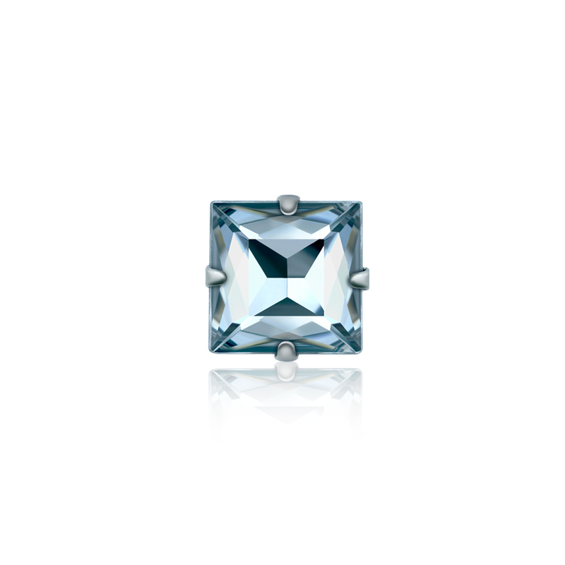 Square crystal with claw setting