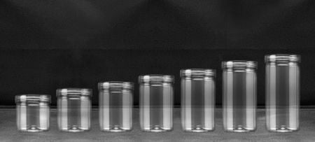 Borcan cilindric PET seria 89mm - Borcan cilindric PET rotund cu certificare FSSC, HACCP, ISO22000, IMS, BV