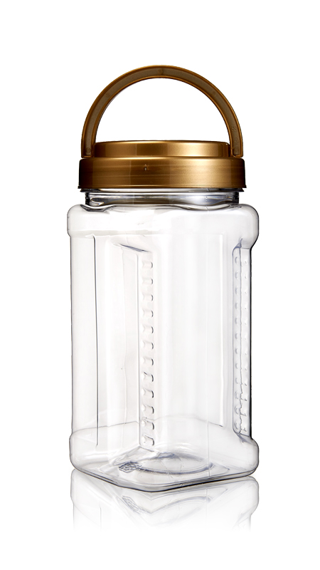 PET 89mm 1000ml Gripper Square jars (D1004) - 1000 ml PET Square Grip Jar with Certification FSSC, HACCP, ISO22000, IMS, BV