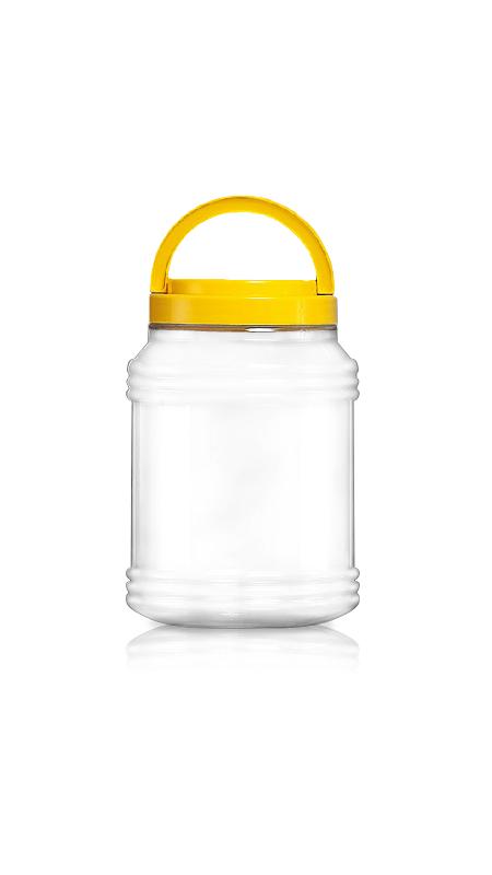 PET 120mm Bouche large 3200ml Bocaux ronds plissés (J3000) - Pot rond pointu en PET de 2900 ml avec certification FSSC, HACCP, ISO22000, IMS, BV