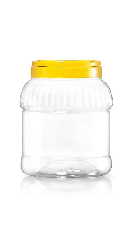 Potes redondos de boca larga de 2800ml PET 120mm (J1120) - Pote Redondo de 2800 ml PET Listrado com Certificação FSSC, HACCP, ISO22000, IMS, BV
