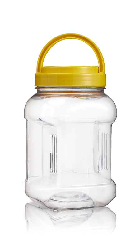 PET 89mm 1100ml Gripper Square jars (D1104) - 1100 ml PET Square Grip Jar with Certification FSSC, HACCP, ISO22000, IMS, BV