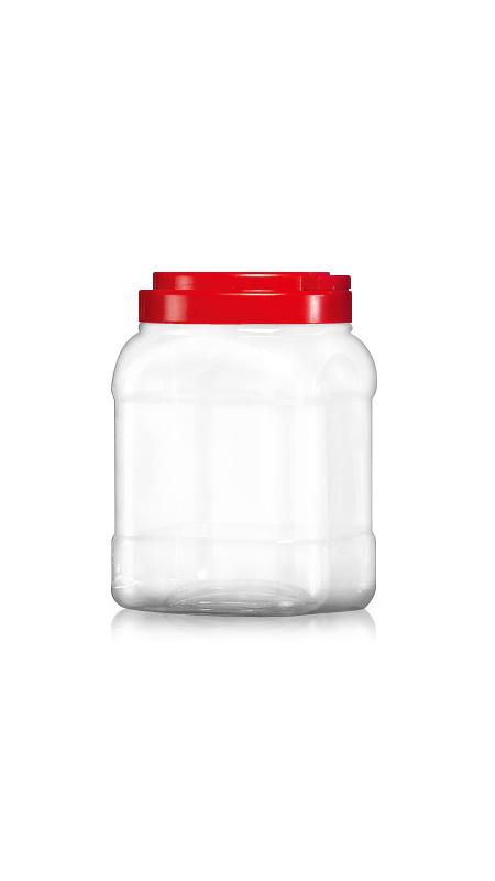 Frascos quadrados de 2400ml com boca larga de 120mm PET (J1204) - Frasco quadrado de 2400 ml PET com certificação FSSC, HACCP, ISO22000, IMS, BV