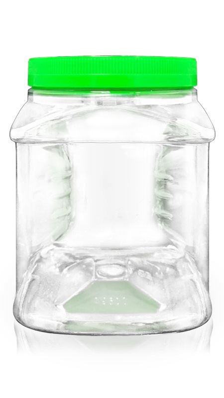PET 120mm Wide mouth 1850ml Gripper Square Jars (J1694) - 1850 ml PET Square Grip Jar with Certification FSSC, HACCP, ISO22000, IMS, BV