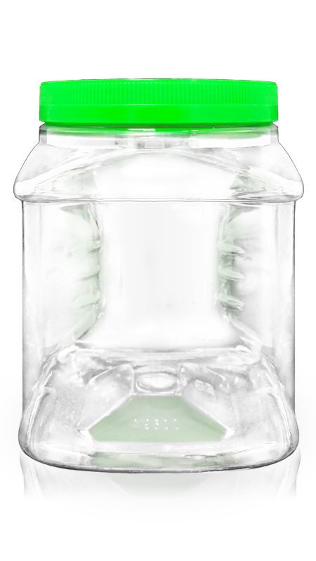 Bocaux carrés à large ouverture PET de 1850 ml (J1694) - Pot carré PET de 1850 ml avec certification FSSC, HACCP, ISO22000, IMS, BV