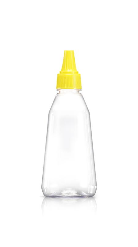 Botellas dispensadoras de miel/sirope/ketchup PET de 260 ml con tapa de 28 mm (W261)